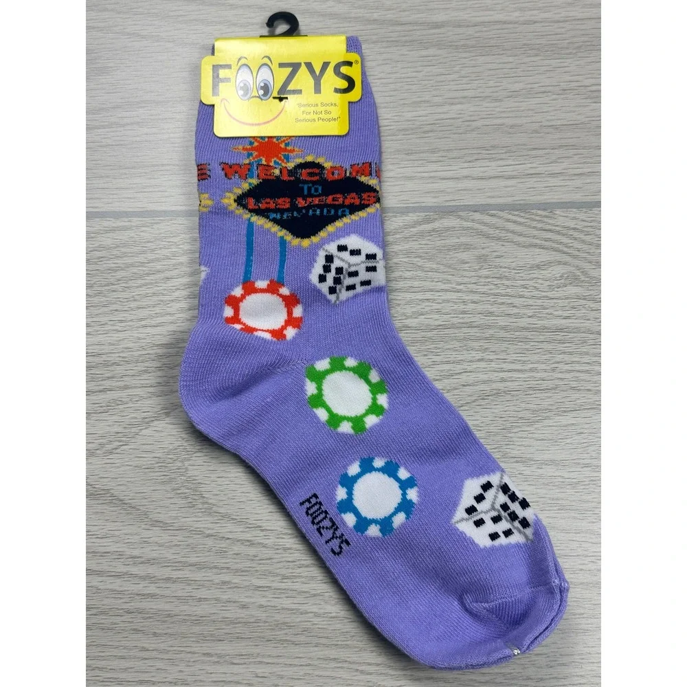FoOzys Las Vegas Nevada Gambling Dice Chips Casino Women's Crew Socks. Set of 3.